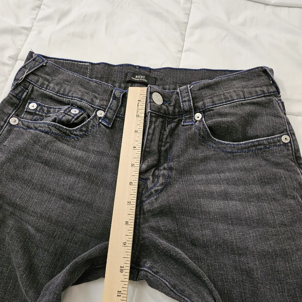 True Religion Jeans Mens 32 x 32 Black Ricky Relaxed Straight Leg Festival